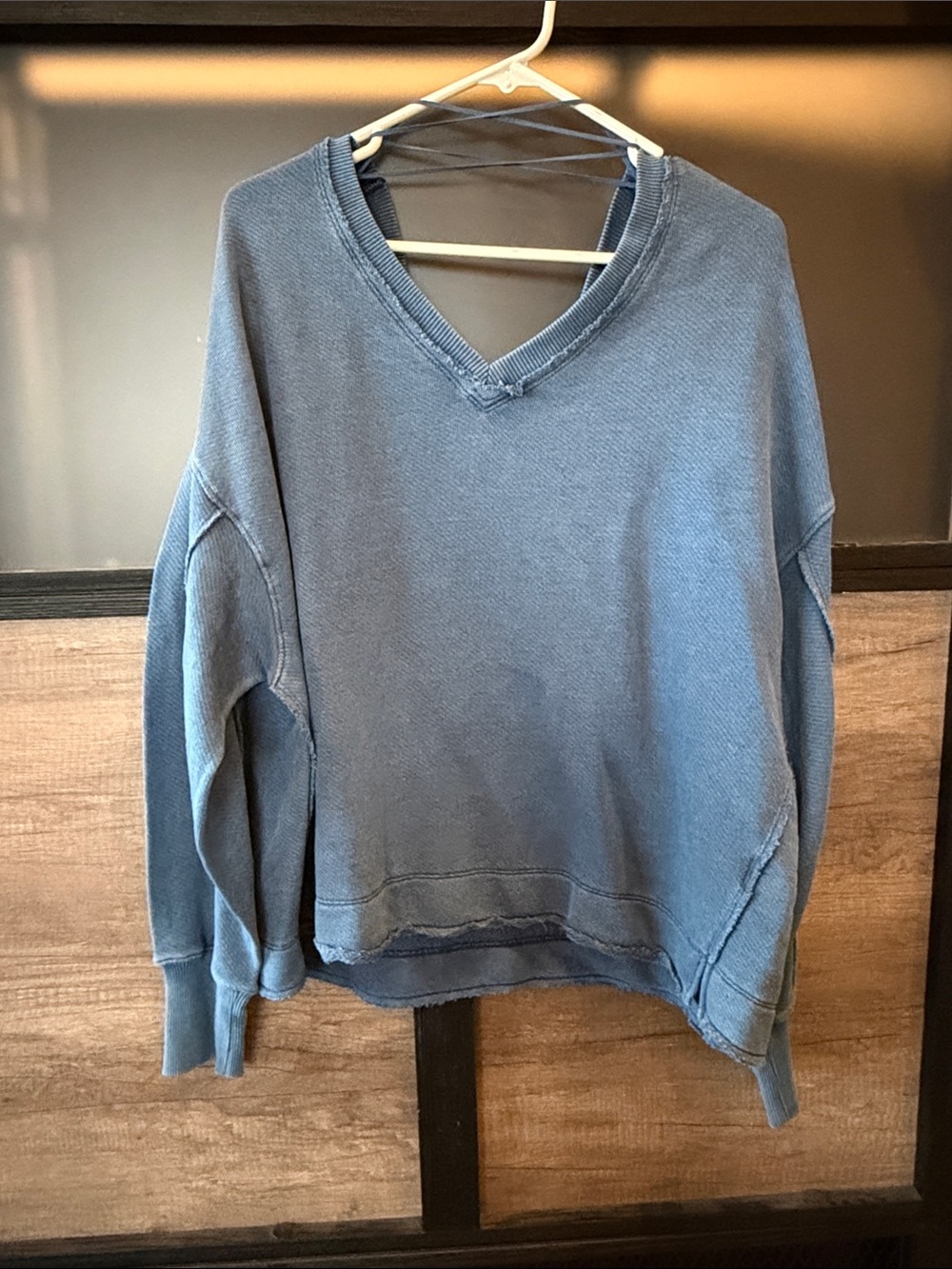 American Eagle Outfitters Relaxed V-Neck Sweater in Washed Blue